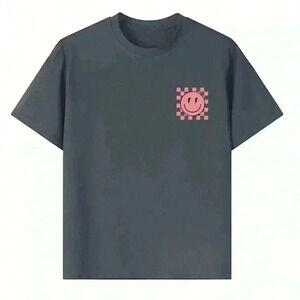 Gray smiley face t shirt